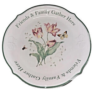 LENOX Butterfly Meadow Sentiment Dessert Platter  "FRIENDS & FAMILY GATHER HERE"